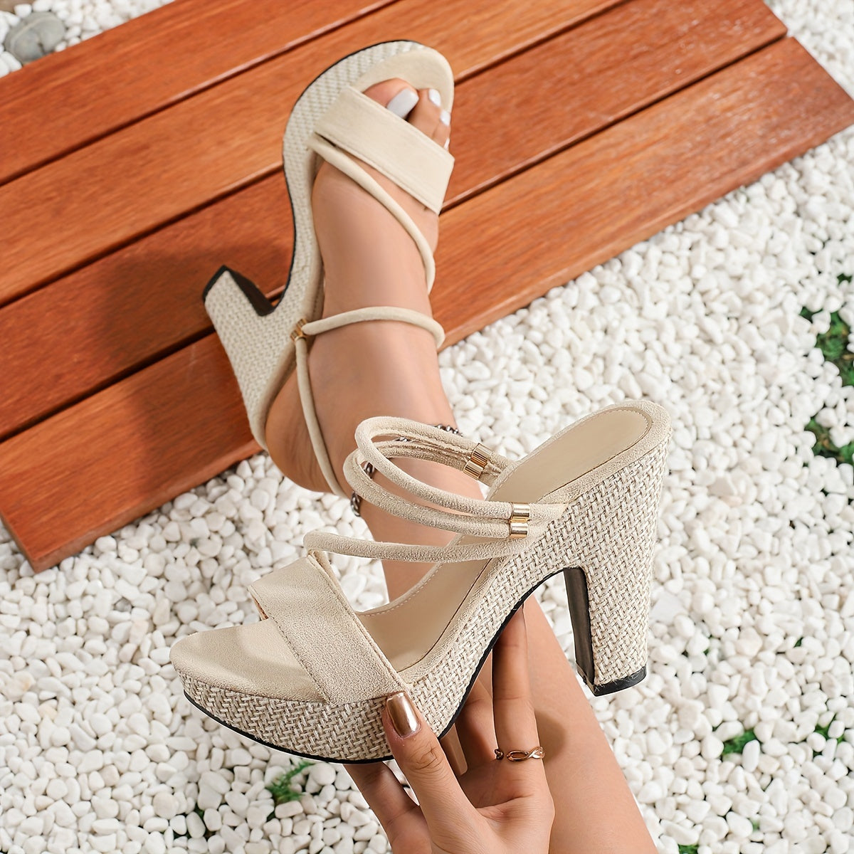 Elegant Women'S Casual Versatile High-Heeled Sandals with a Bohemian Style, Easy Yet Comfortable And Fashionable, Perfect for Travel, Outdoor Wear, And Night Club Parties., Women Shoes