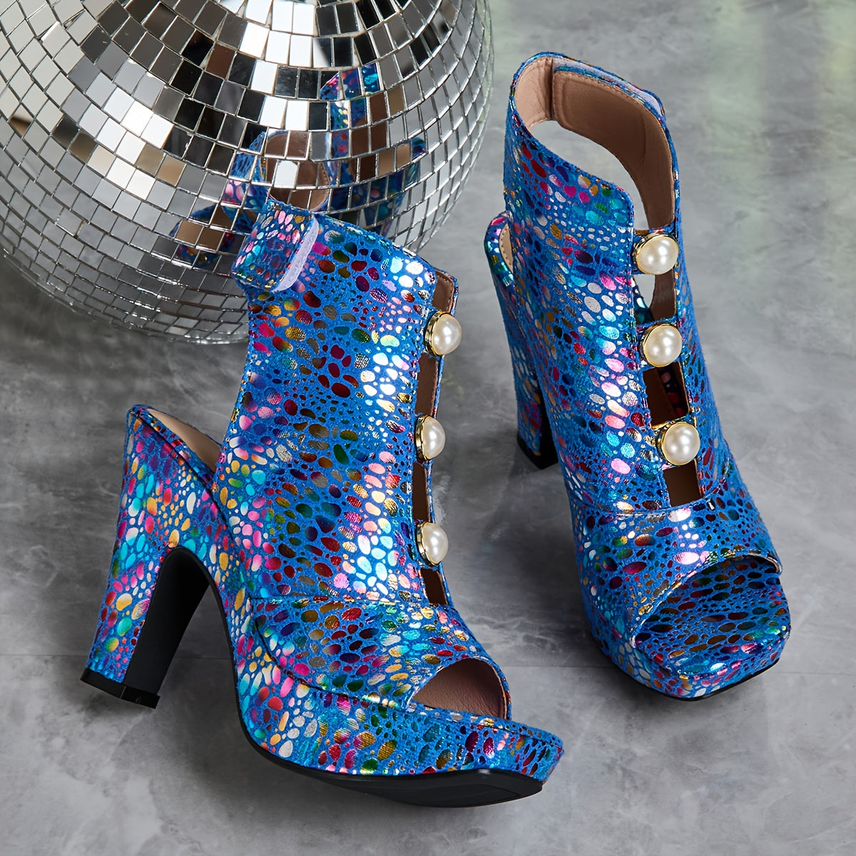 Women's High-Heel Elegant Open-Toe Sandals, High-Cut Printed Buckle Ethnic Style Women's Shoes, Suitable for Weddings, Banquets, Gifts, and Any Outdoor Occasions, Women Shoes