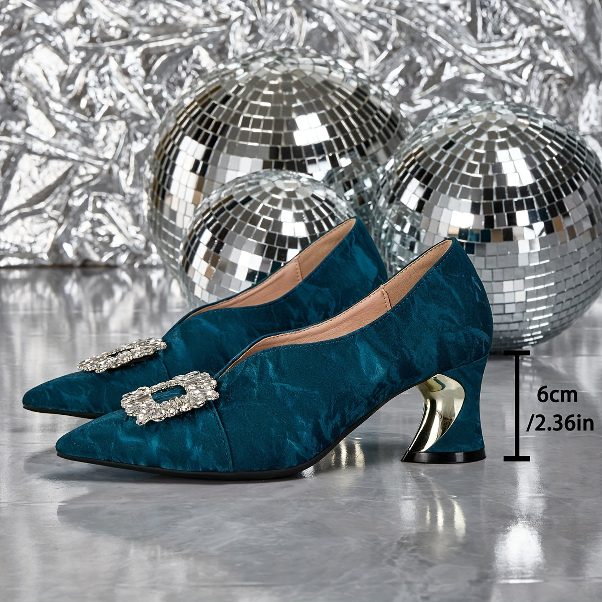 Elegant Women'S High Heels Paired with Stylish Pointed-Toe Shoes Adorned with Rhinestones., Women Shoes