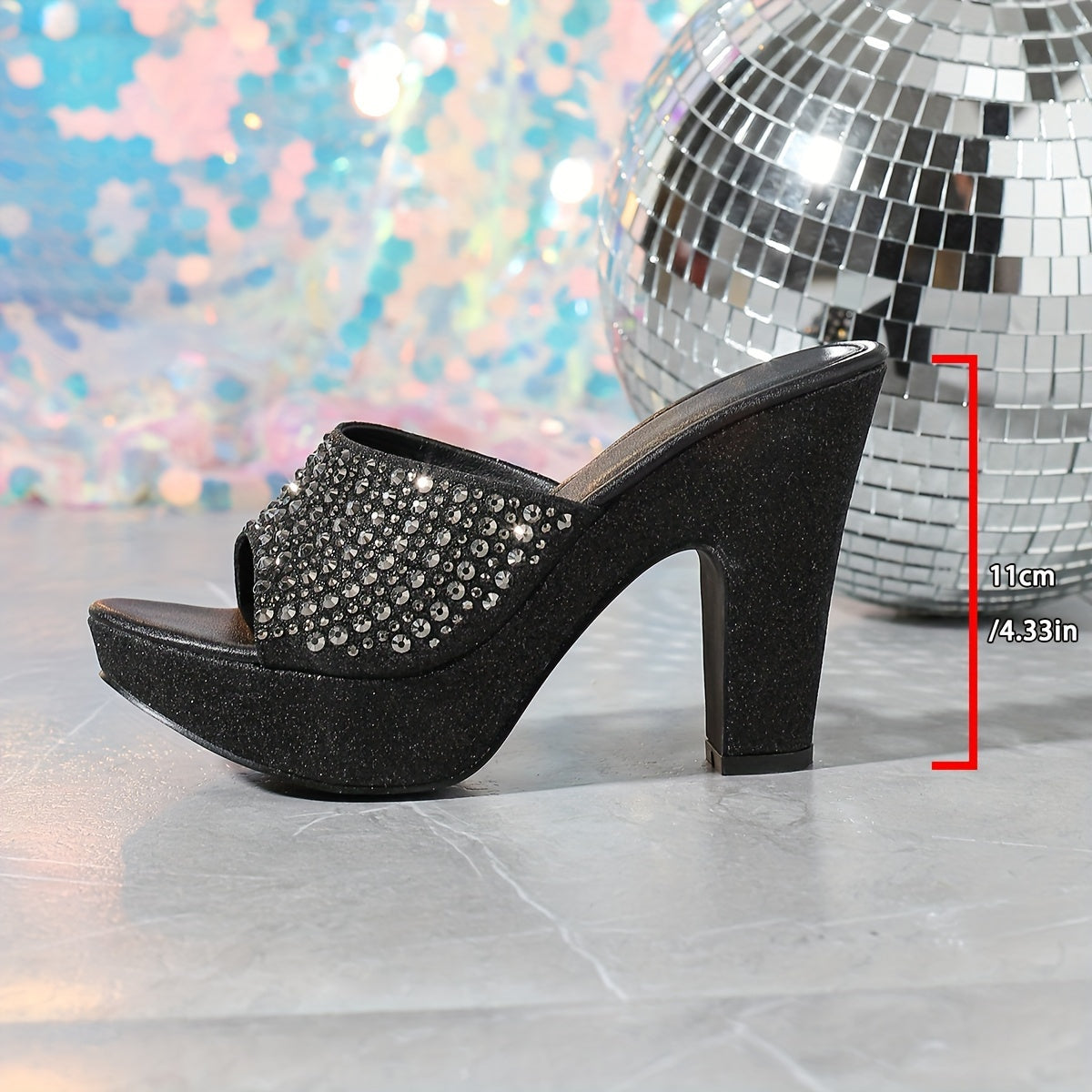 Elegant Women'S Platform High-Heeled Sandals with Rhinestones, Perfect for Parties And Versatile