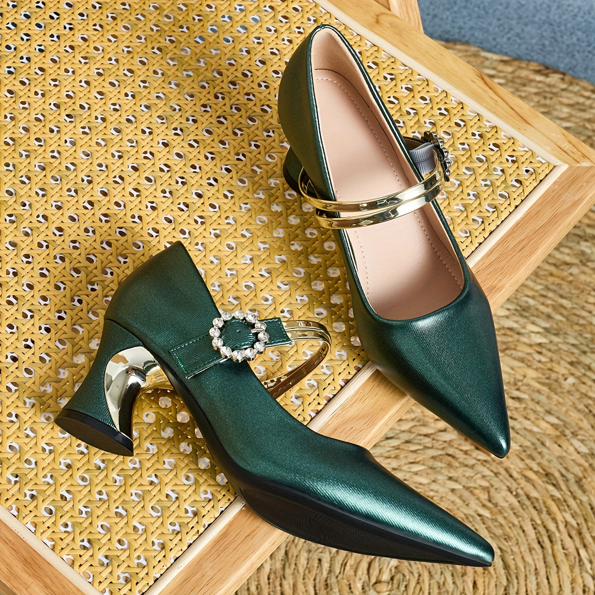Elegant Ladies Casual Pointed High Heel Mules Comfortable Thick Heels All-match Style Suitable for Travel and Nightclub Parties, Women Shoes