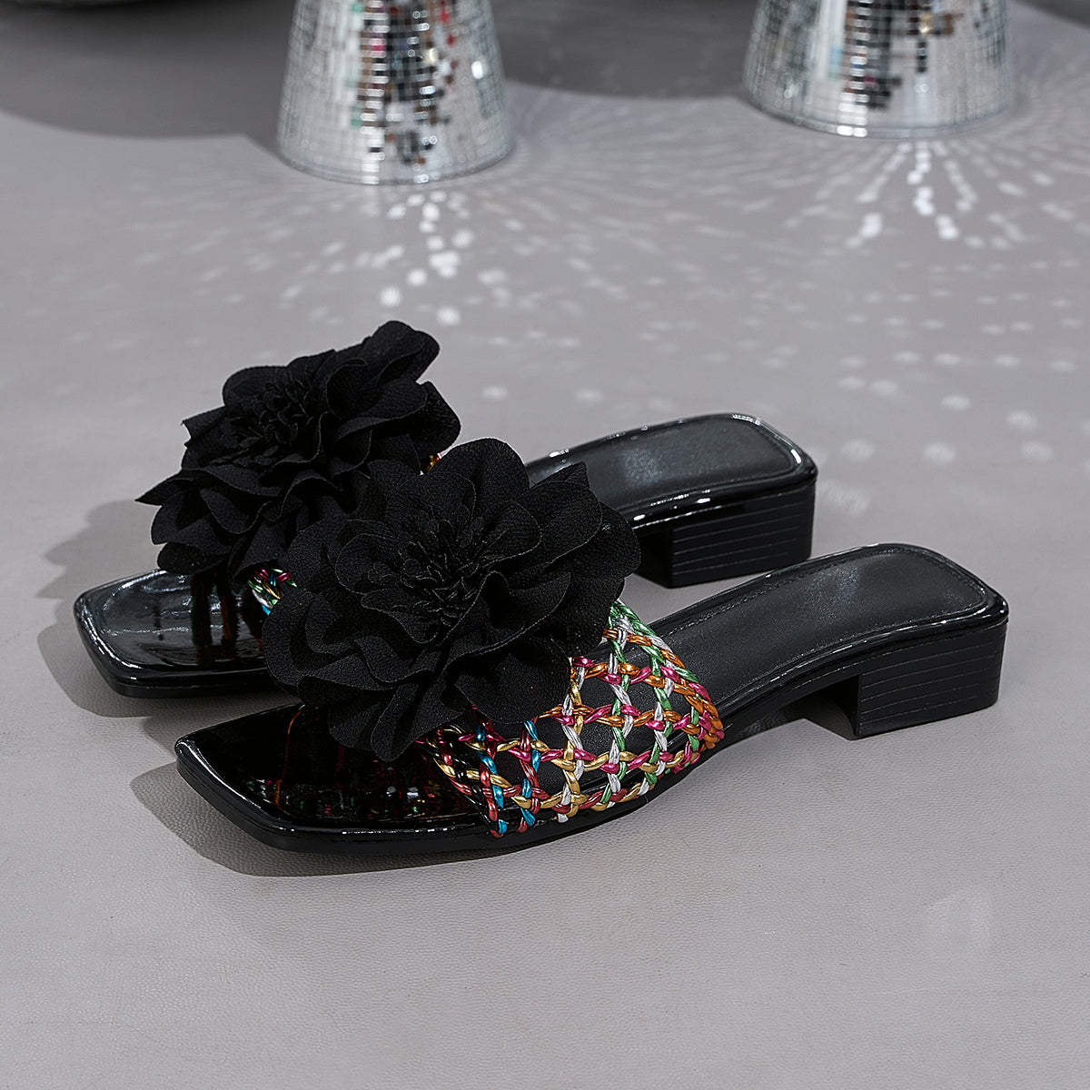Elegant Women's Colorful Woven Flip-Flops, Women Shoes