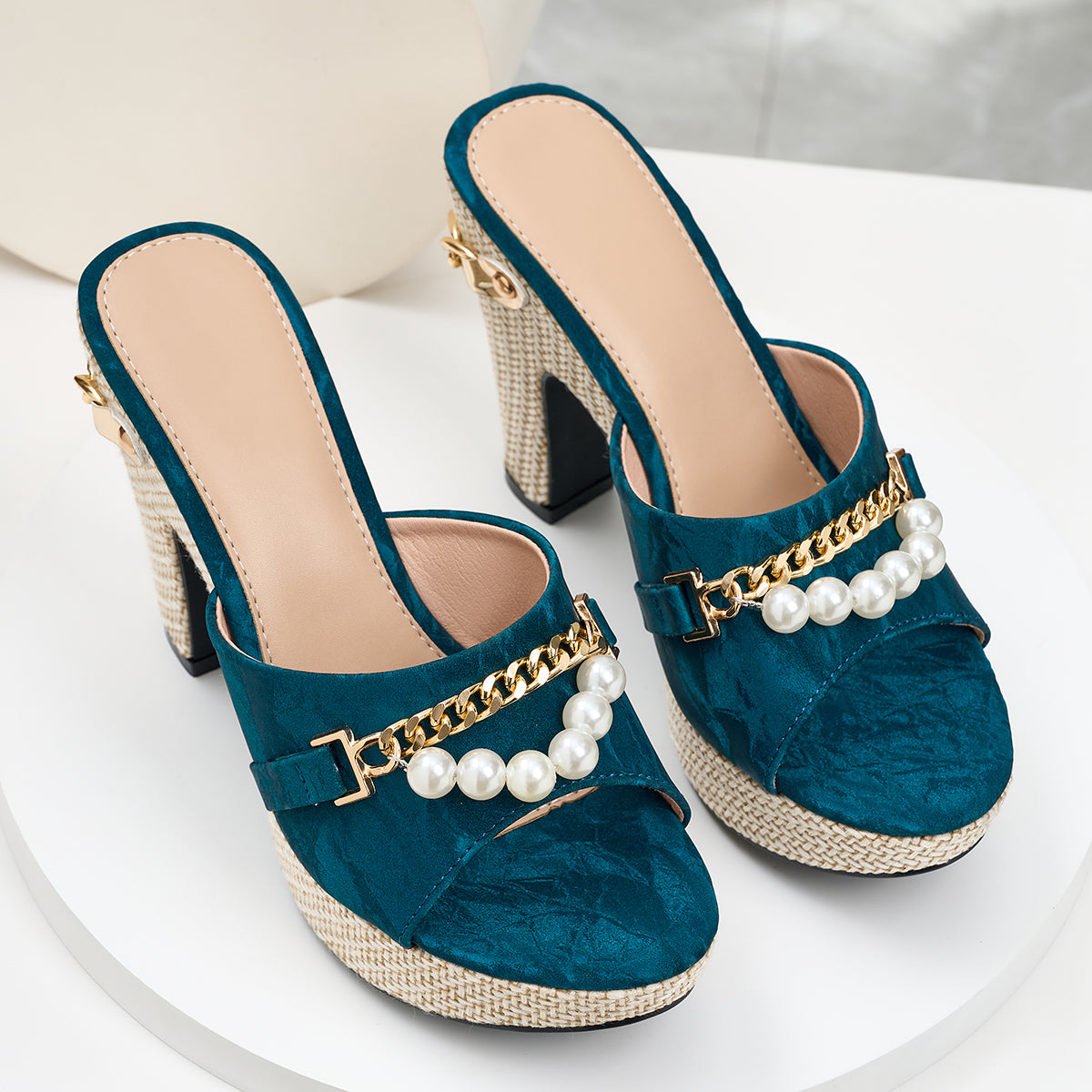 Elegant Women'S Pearl Chain High-Heeled Sandals, Women Shoes
