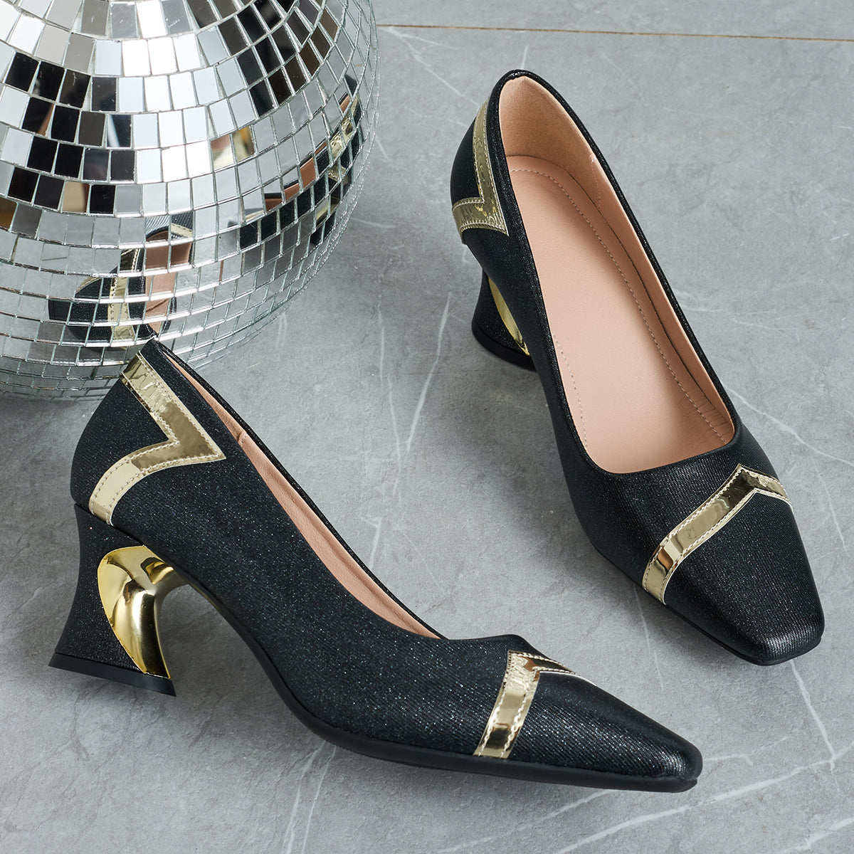 Elegant Women'S Casual Fashion Square-Toe High Heels, Suitable for All Seasons, Perfect for Parties with Comfortable Chunky Heels., Women Shoes