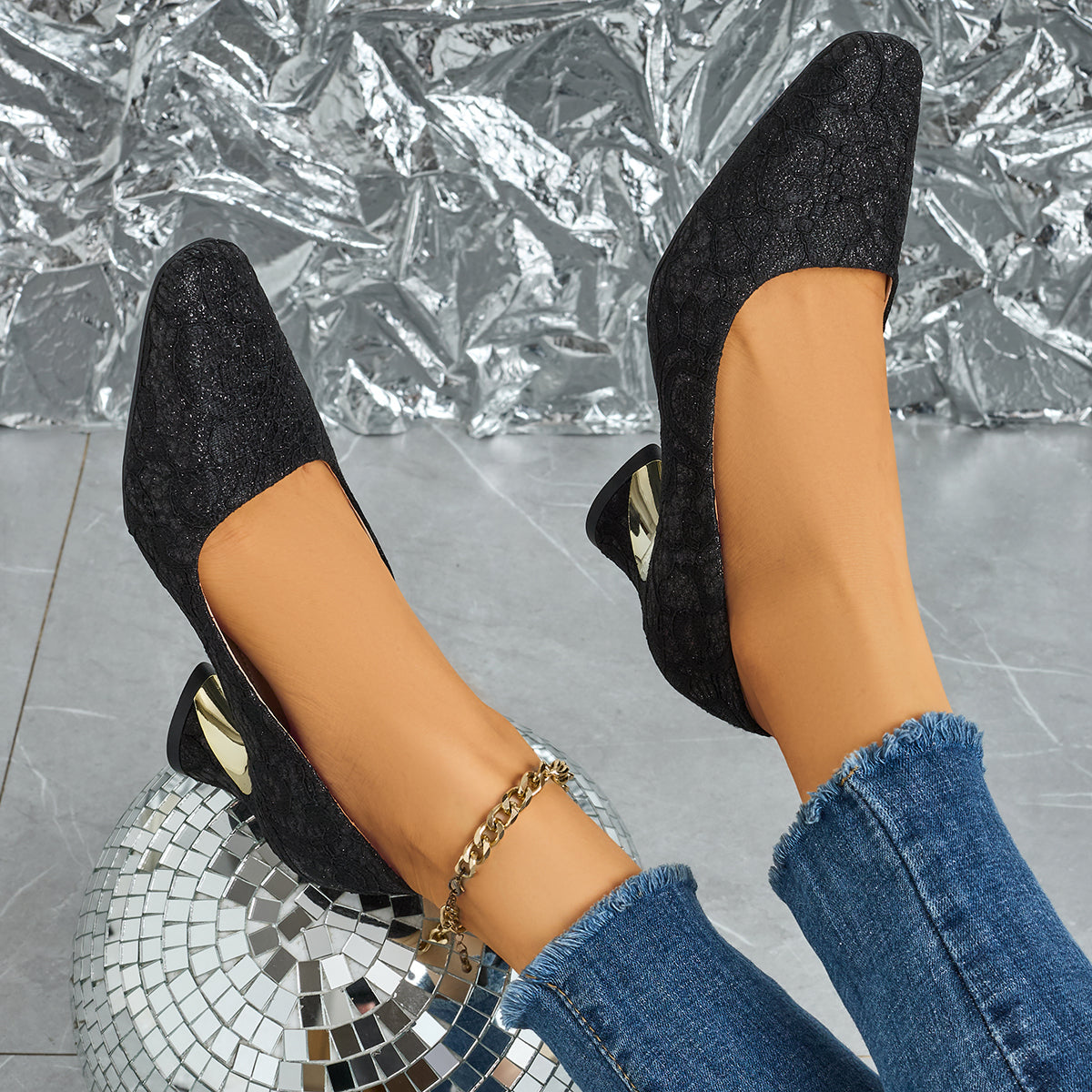 Elegant Women's Fashion Mule Square-Toe High Heels, Comfortable High Heel Chunky Heel Casual Versatile Style, Suitable for Work, Casual, Professional, Party, and Wedding, Women Shoes